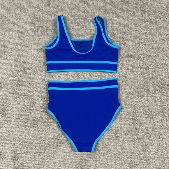 Kiava Swimsuit Womens Small High Waisted 2 Piece Blue Aqua Padded Bathing Suit - Picture 6 of 6